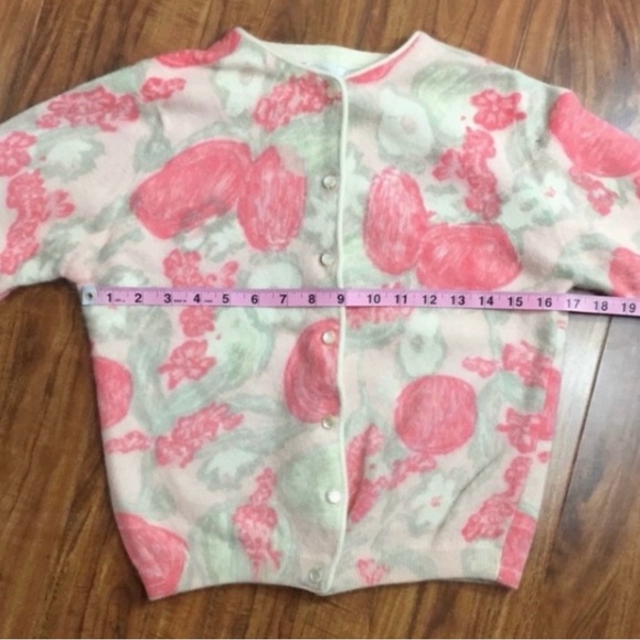 Vintage Rosecrest Women's Cream Peach Floral Button Cardigan Size Small Coquette - Picture 12 of 14